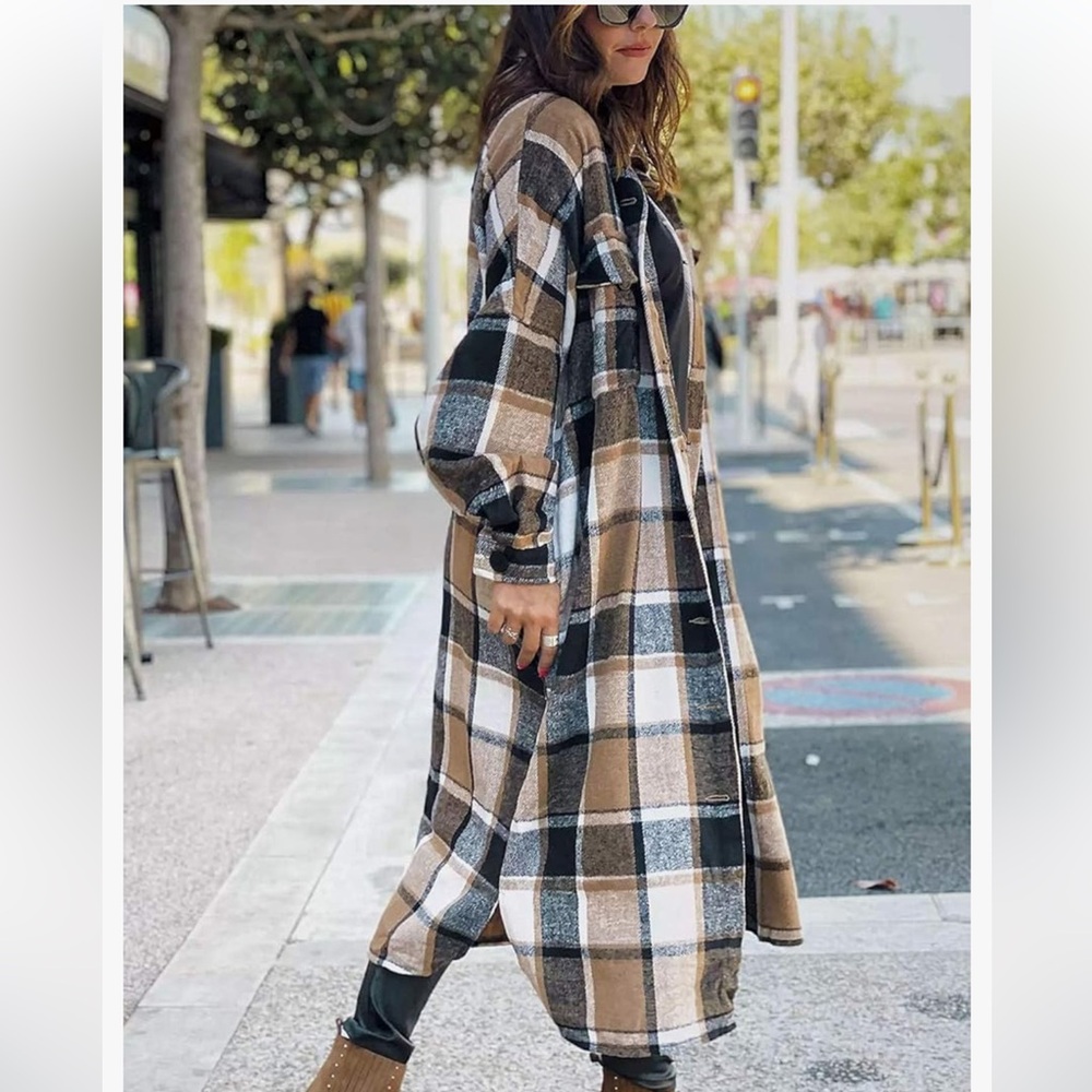 Long plaid shacket